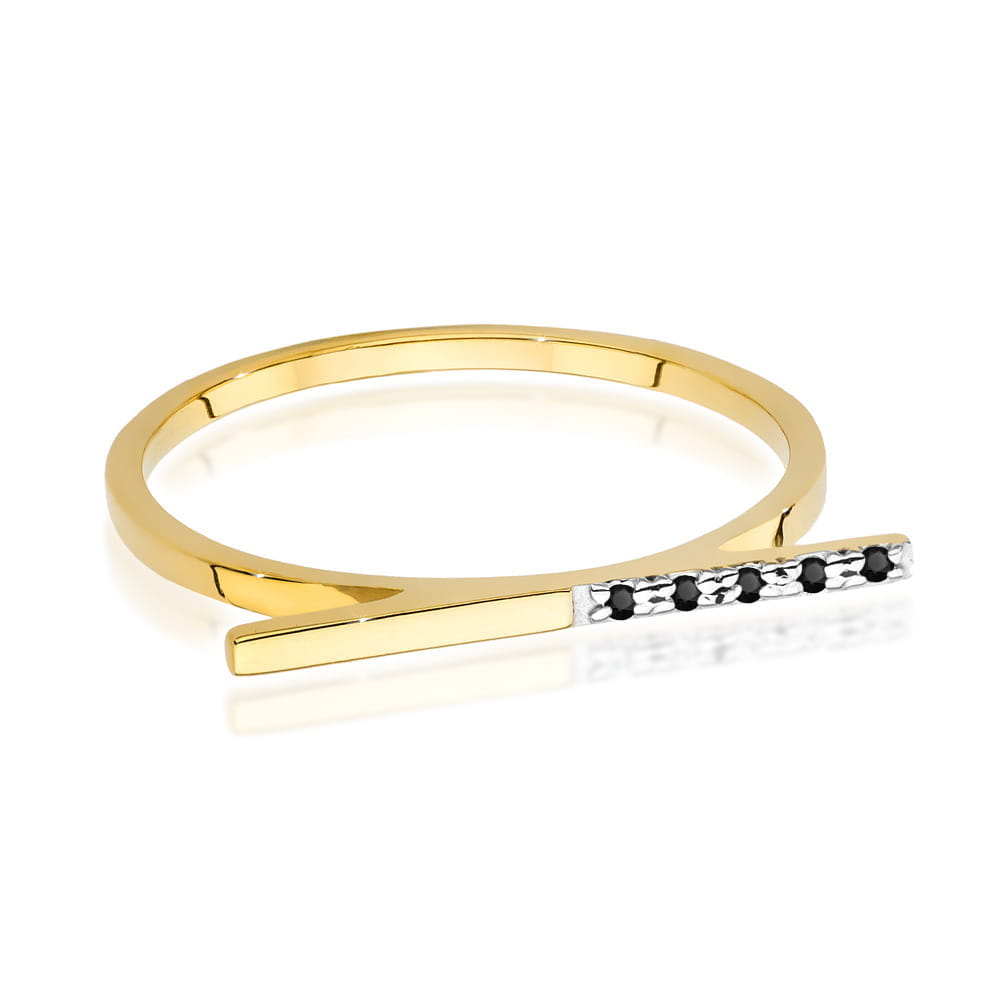 Auksinis Žiedas Su Juodais Deimantais