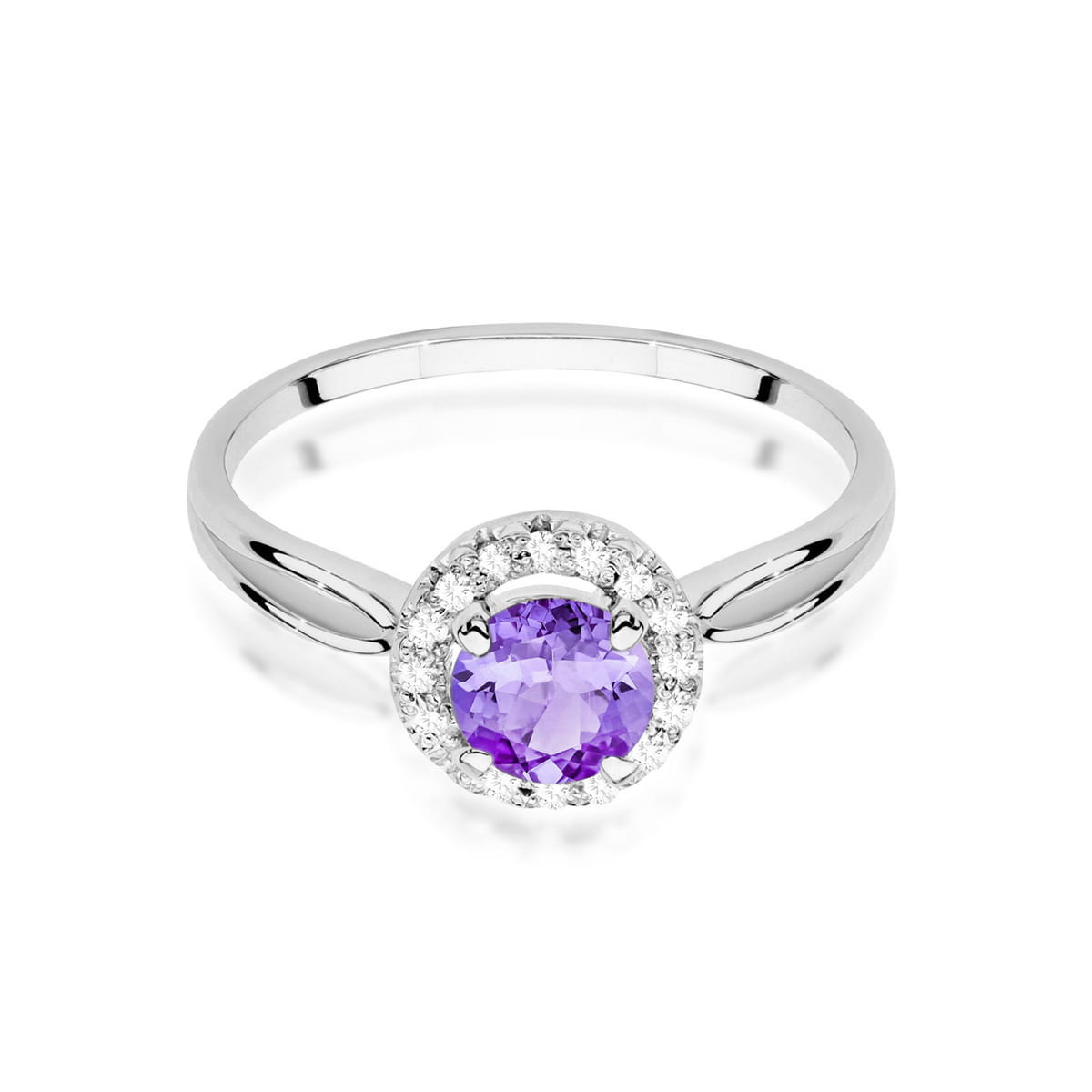 Gold Ring With Amethyst And Diamonds