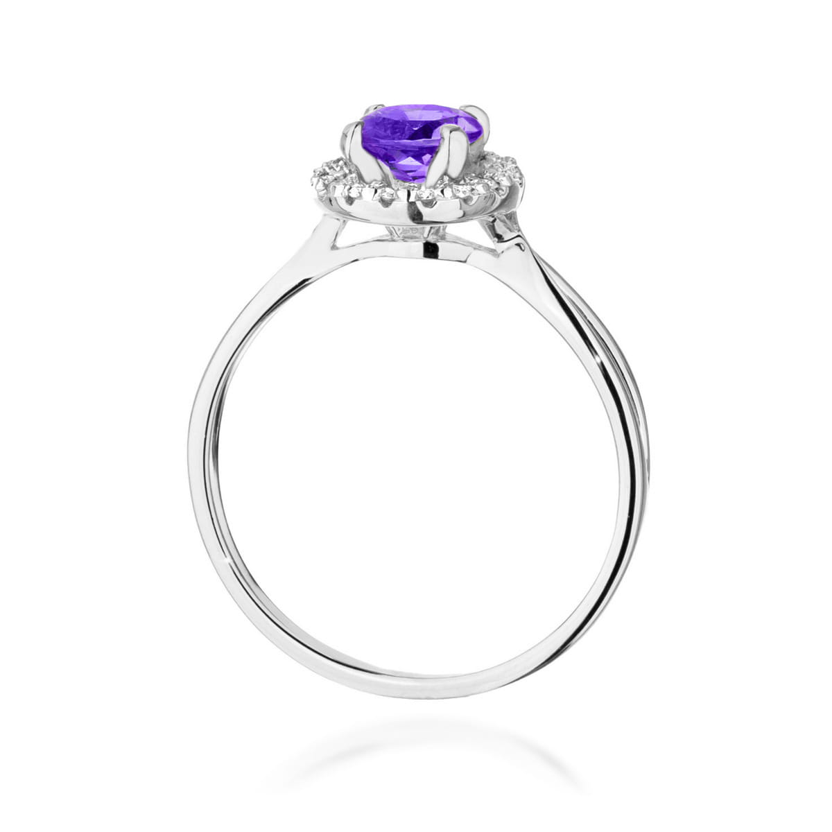 Gold Ring With Amethyst And Diamonds