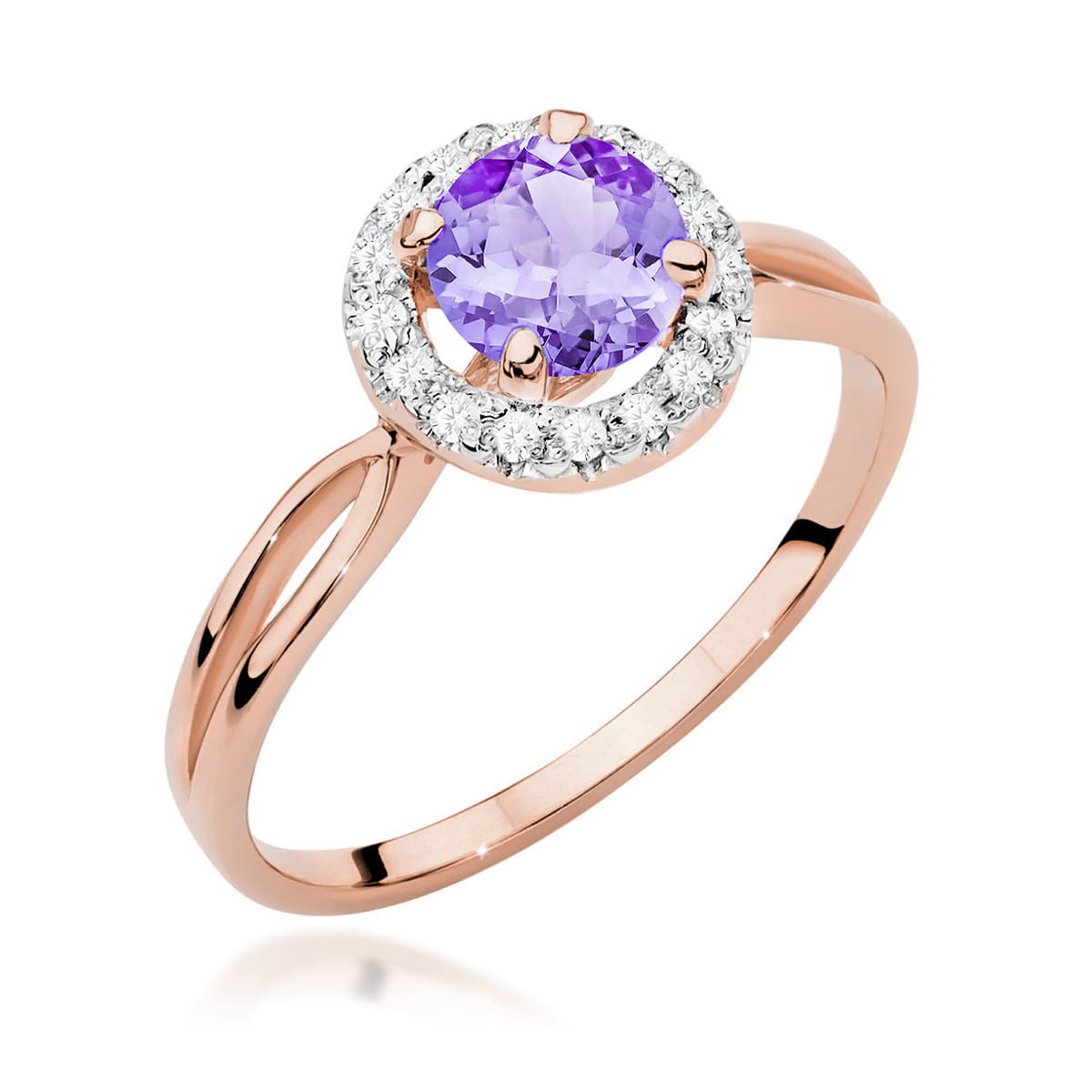 Gold Ring With Amethyst And Diamonds
