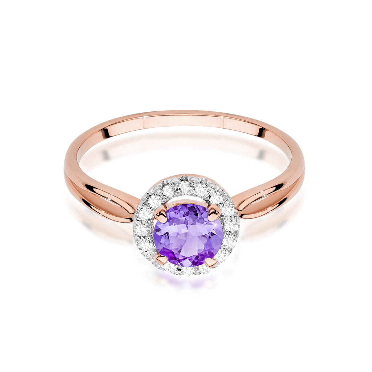 Gold Ring With Amethyst And Diamonds