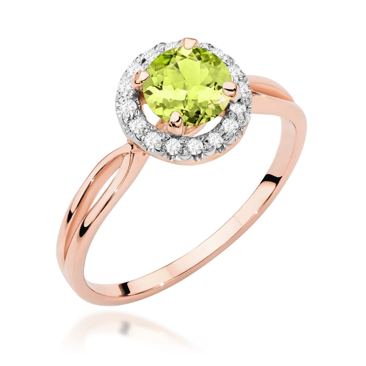 Gold Ring With Peridot And Diamonds