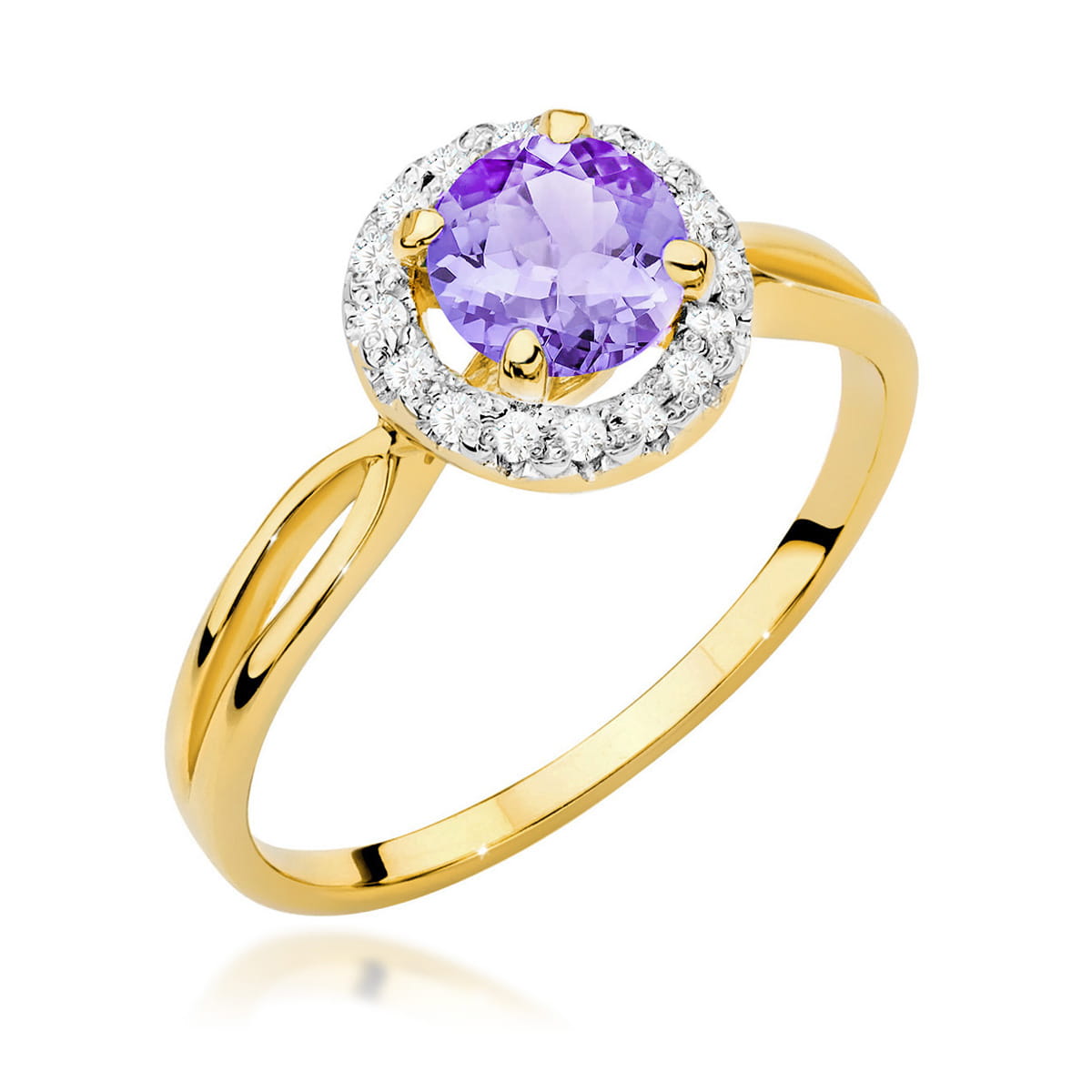 Gold Ring With Amethyst And Diamonds