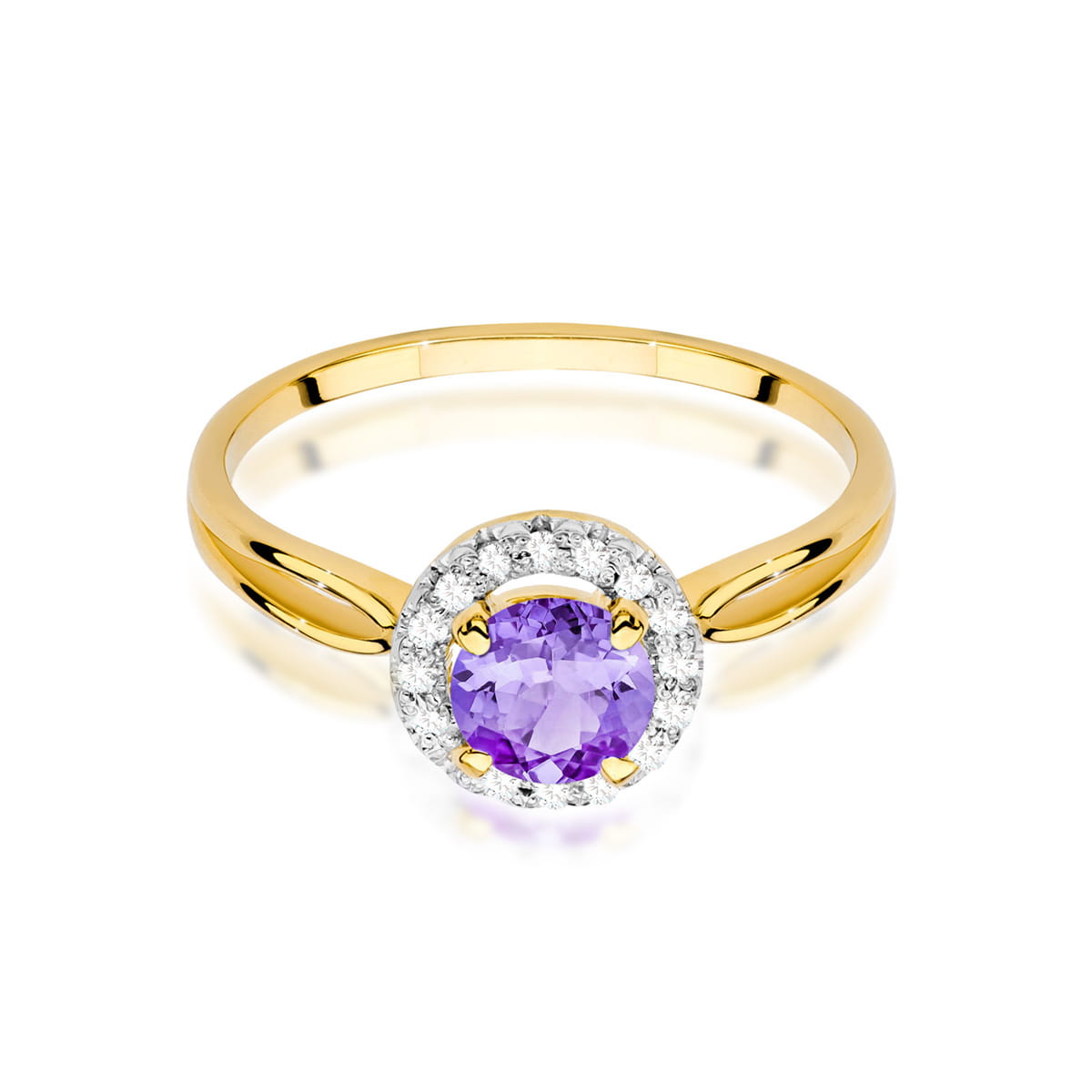 Gold Ring With Amethyst And Diamonds