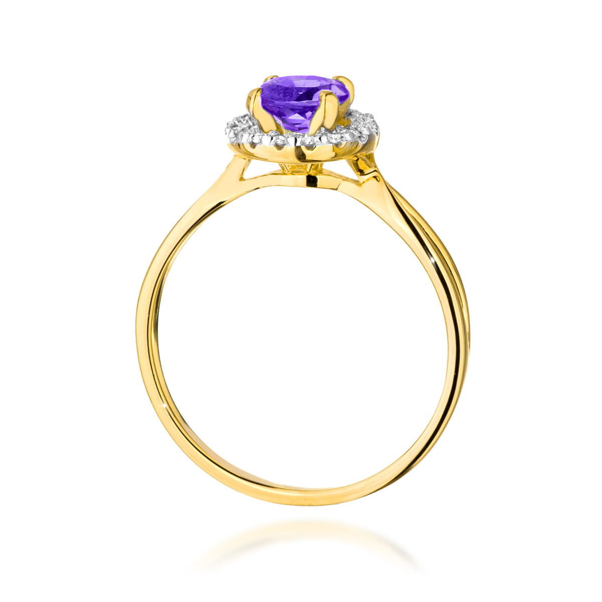Gold Ring With Amethyst And Diamonds