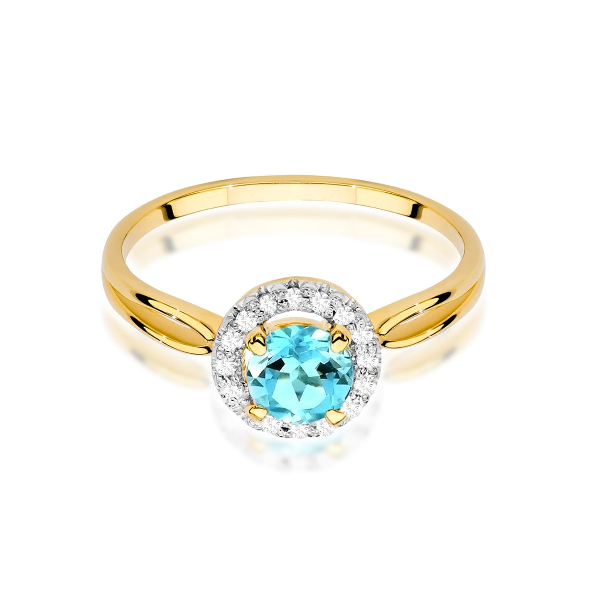 Auksinis Žiedas Su Topazu Ir Deimantais