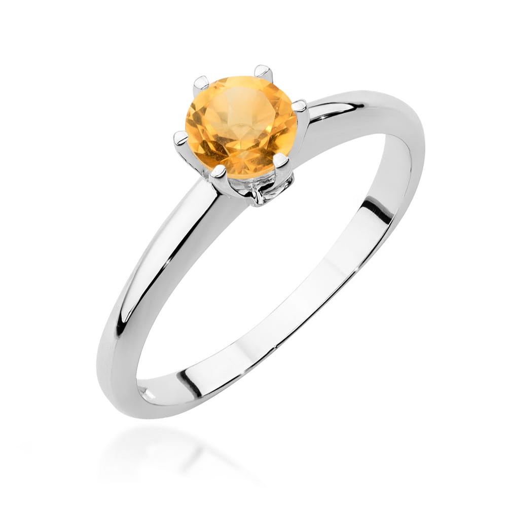 Gold Ring With Citrine And Diamonds