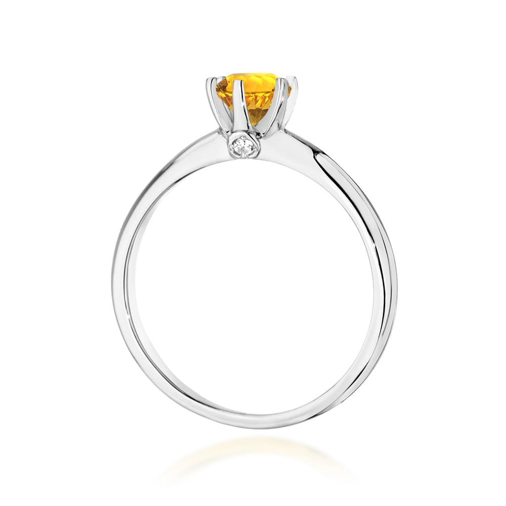Gold Ring With Citrine And Diamonds