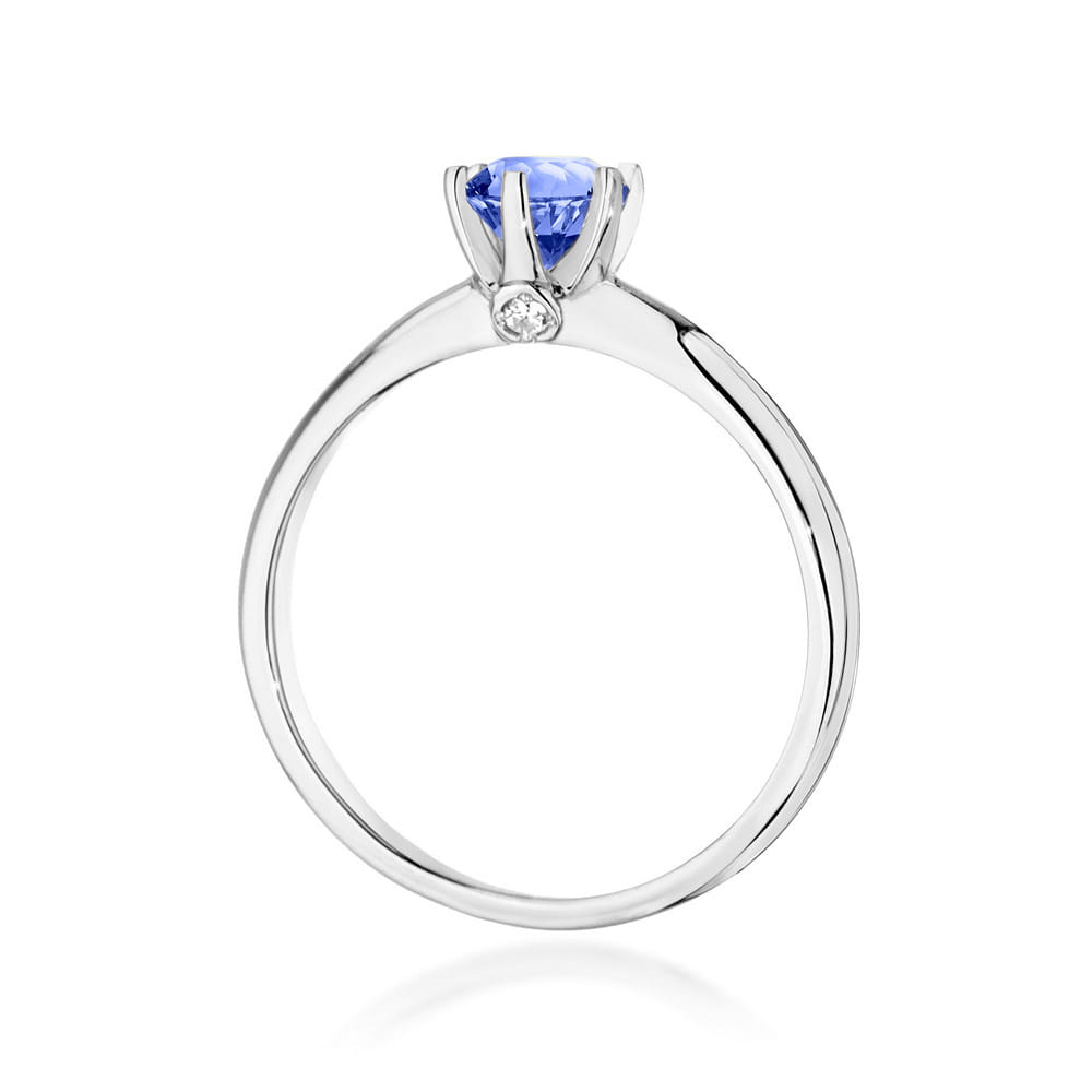 Auksinis Žiedas Su Tanzanitu Ir Deimantais