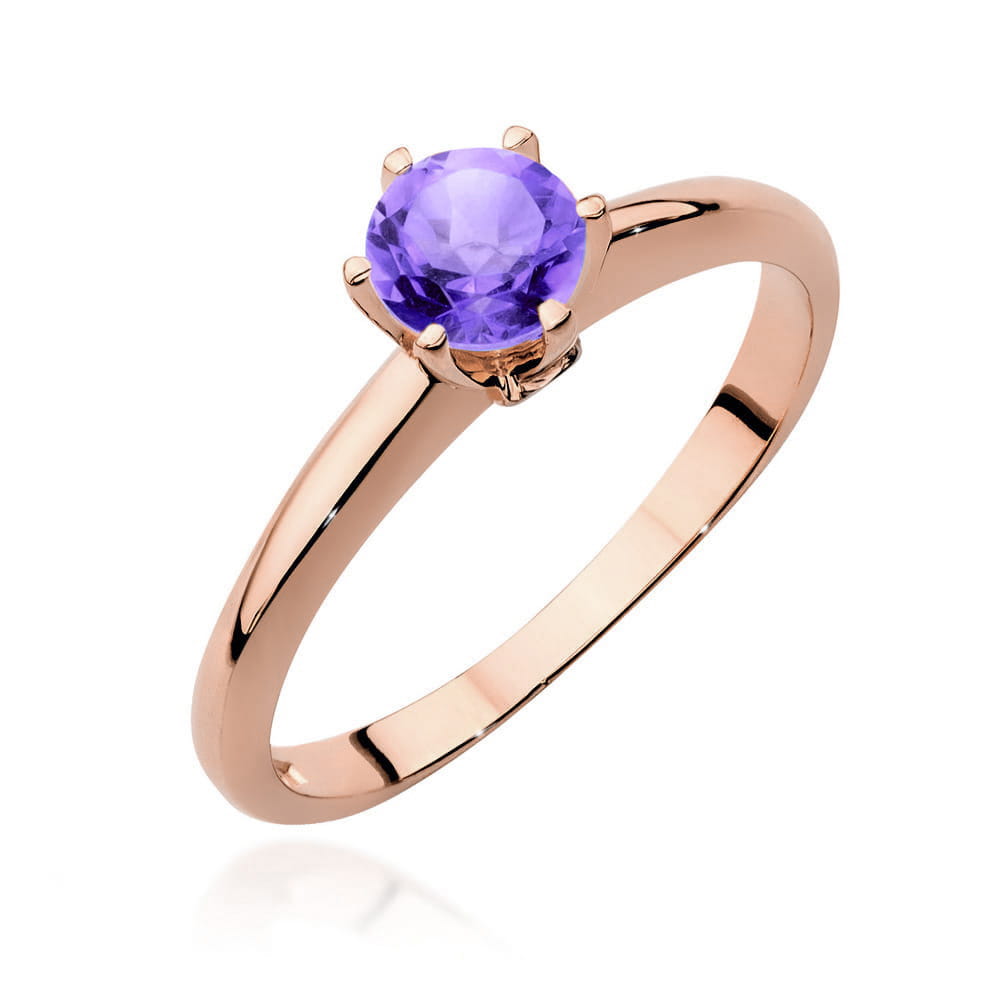 Gold Ring With Amethyst And Diamonds