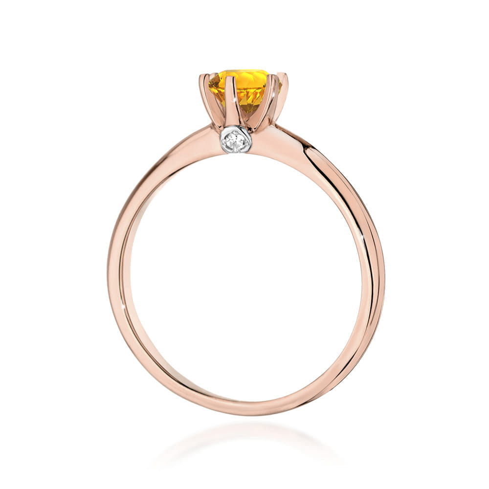 Gold Ring With Citrine And Diamonds