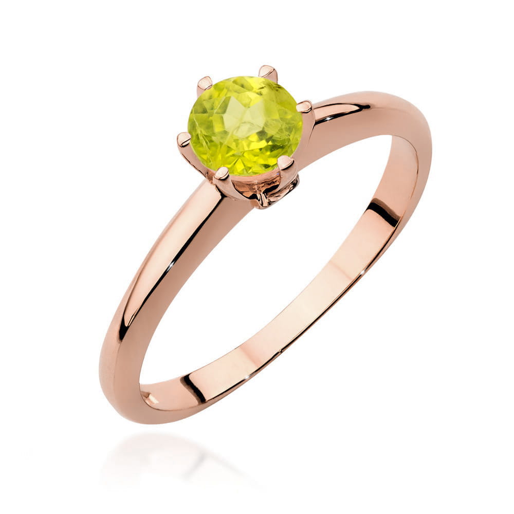 Gold Ring With Peridot And Diamonds