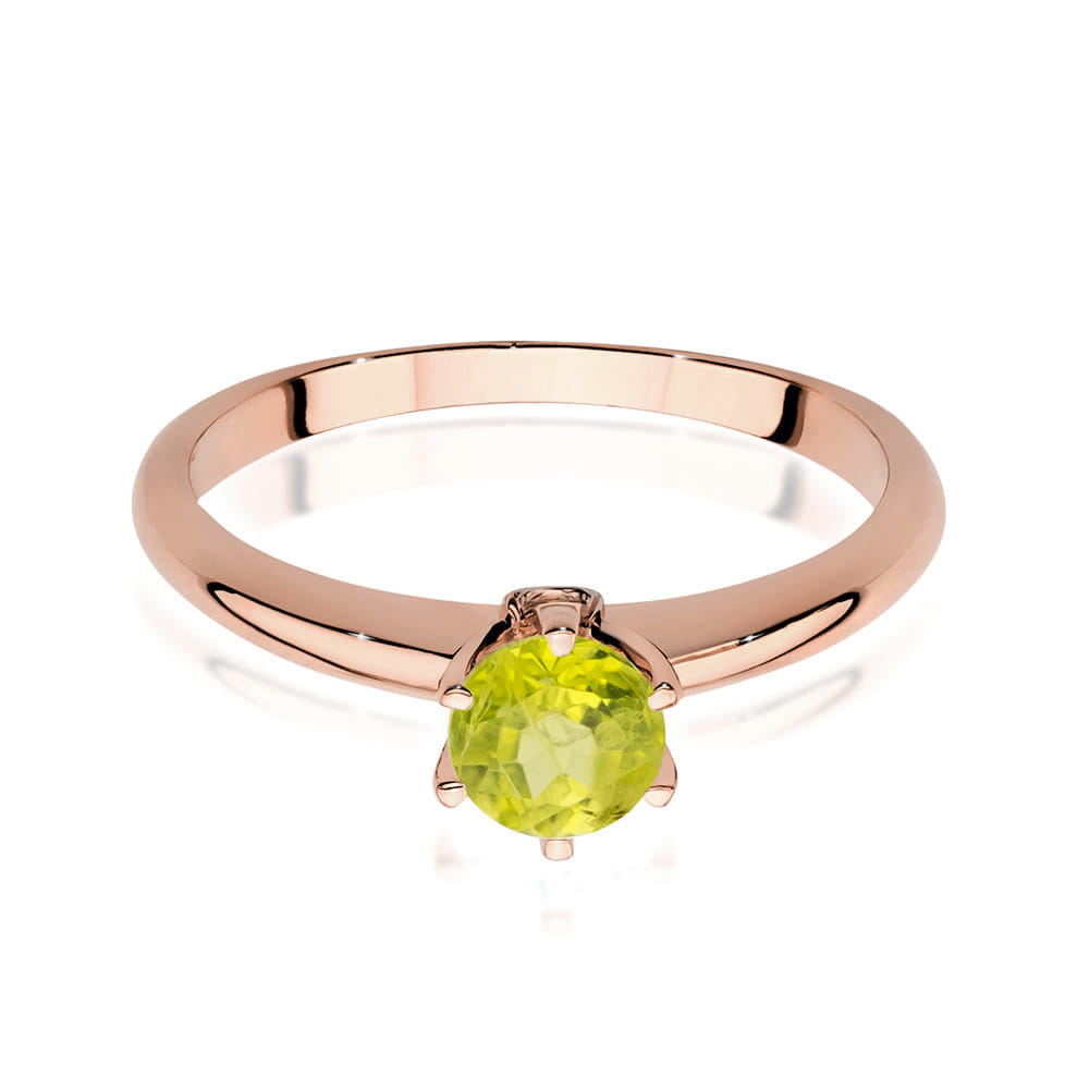 Gold Ring With Peridot And Diamonds