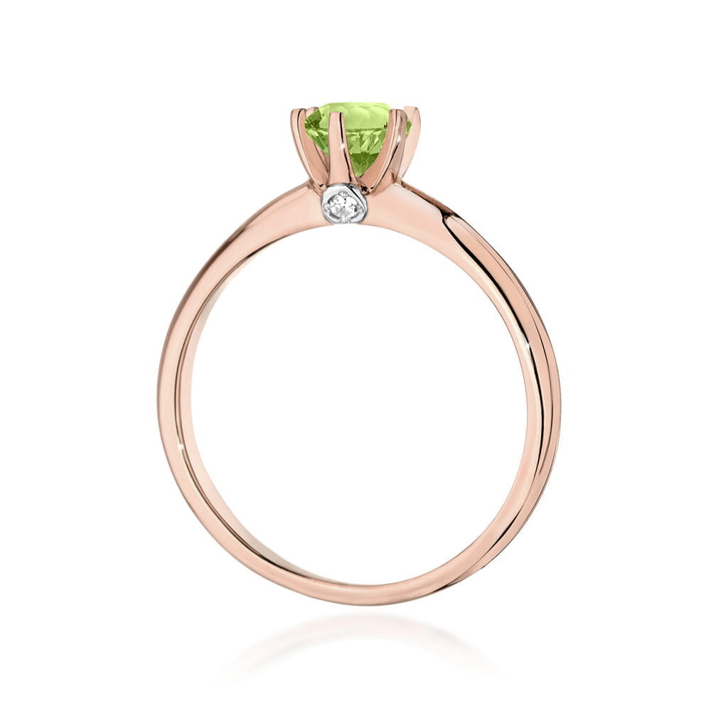 Auksinis Žiedas Su Peridotu Ir Deimantais