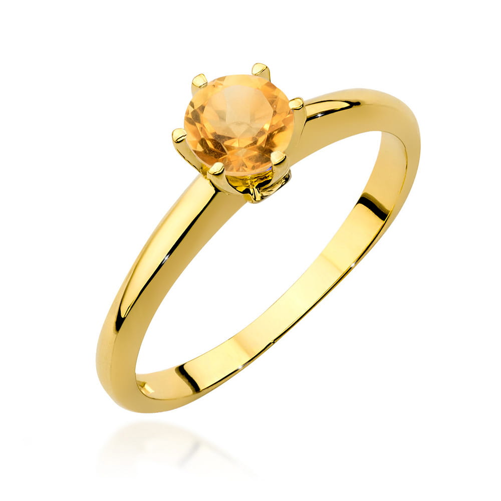 Gold Ring With Citrine And Diamonds