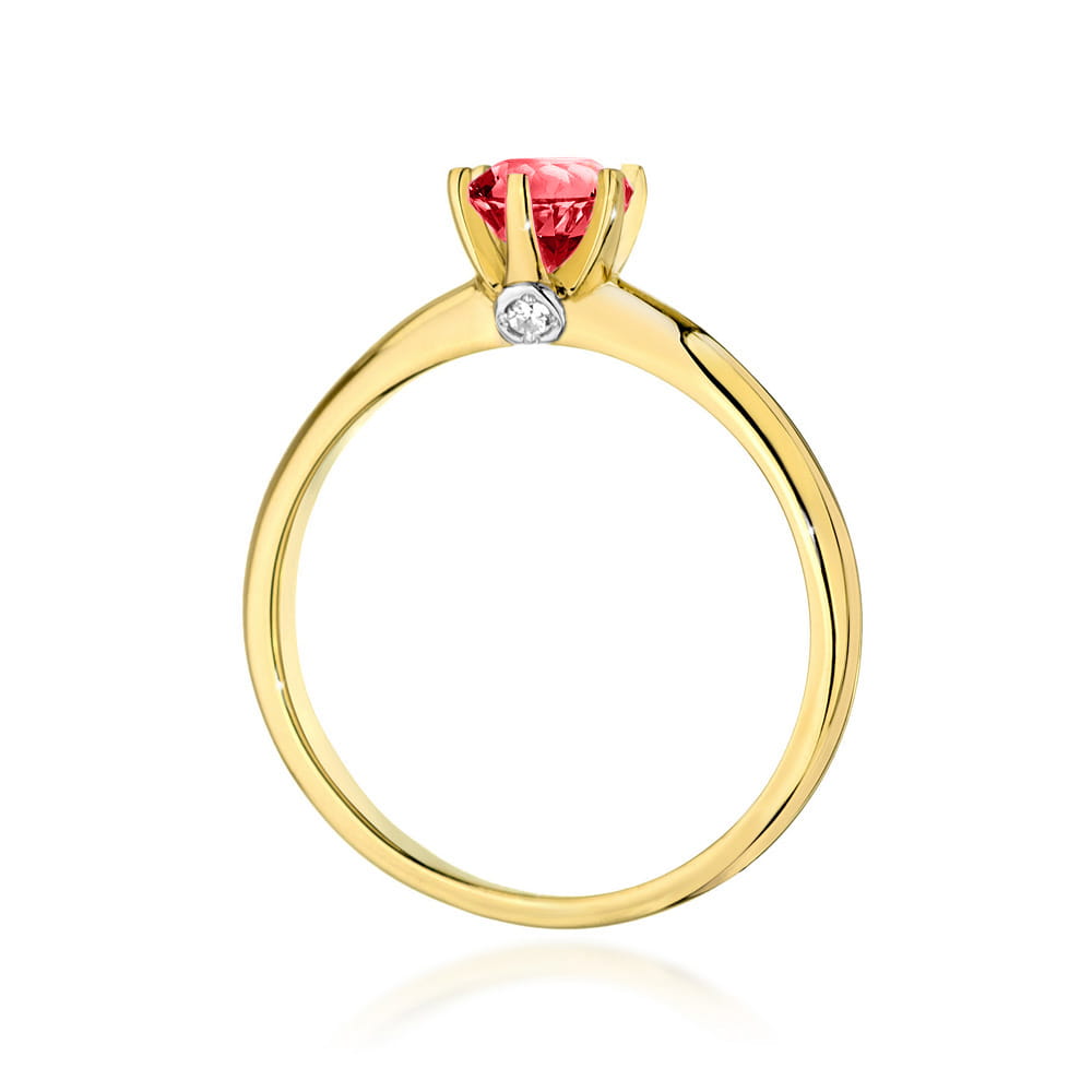 Auksinis Žiedas Su Rubinu Ir Deimantais