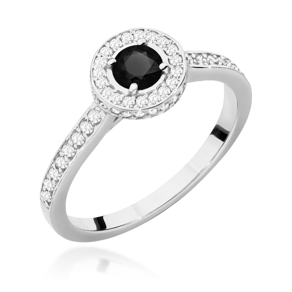 Gold Ring With Black And White Diamonds