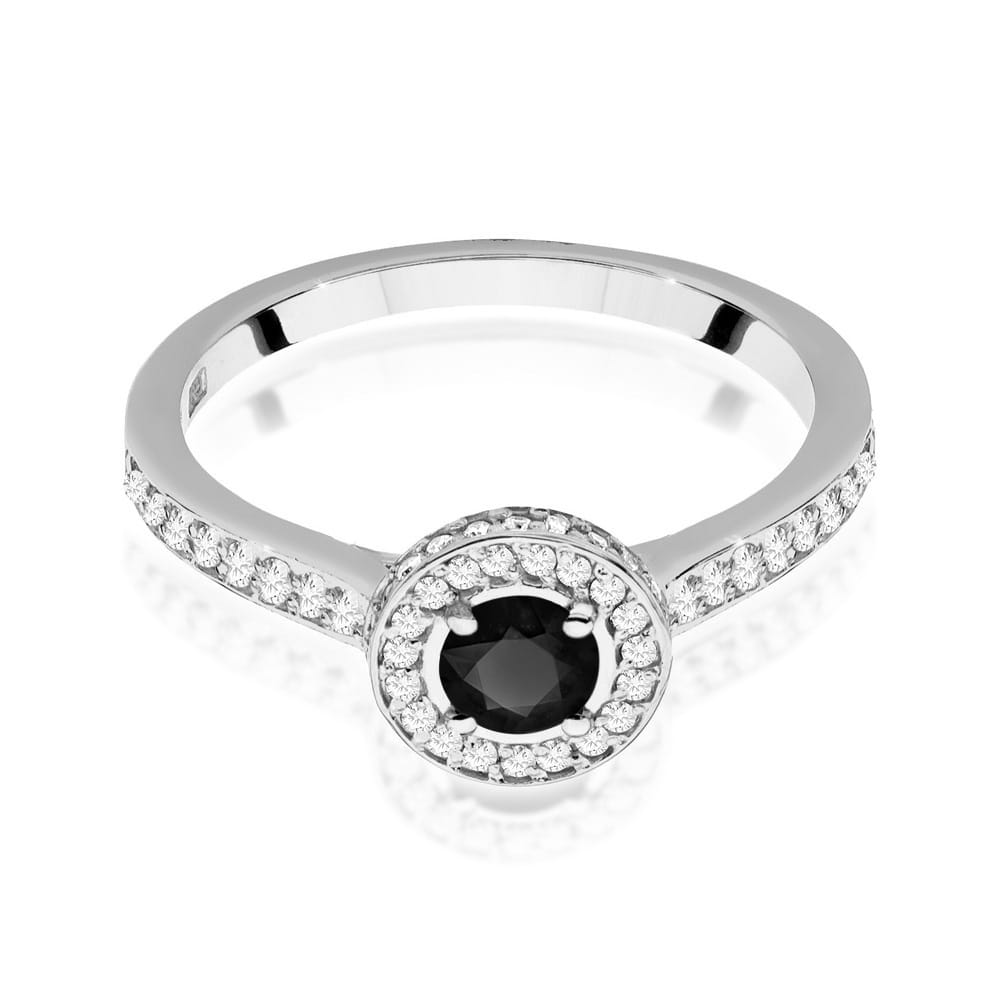 Gold Ring With Black And White Diamonds