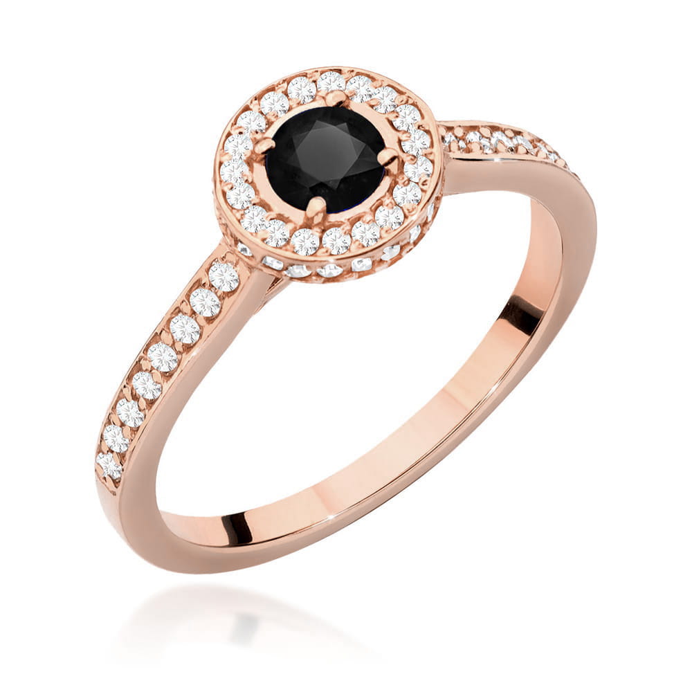 Gold Ring With Black And White Diamonds