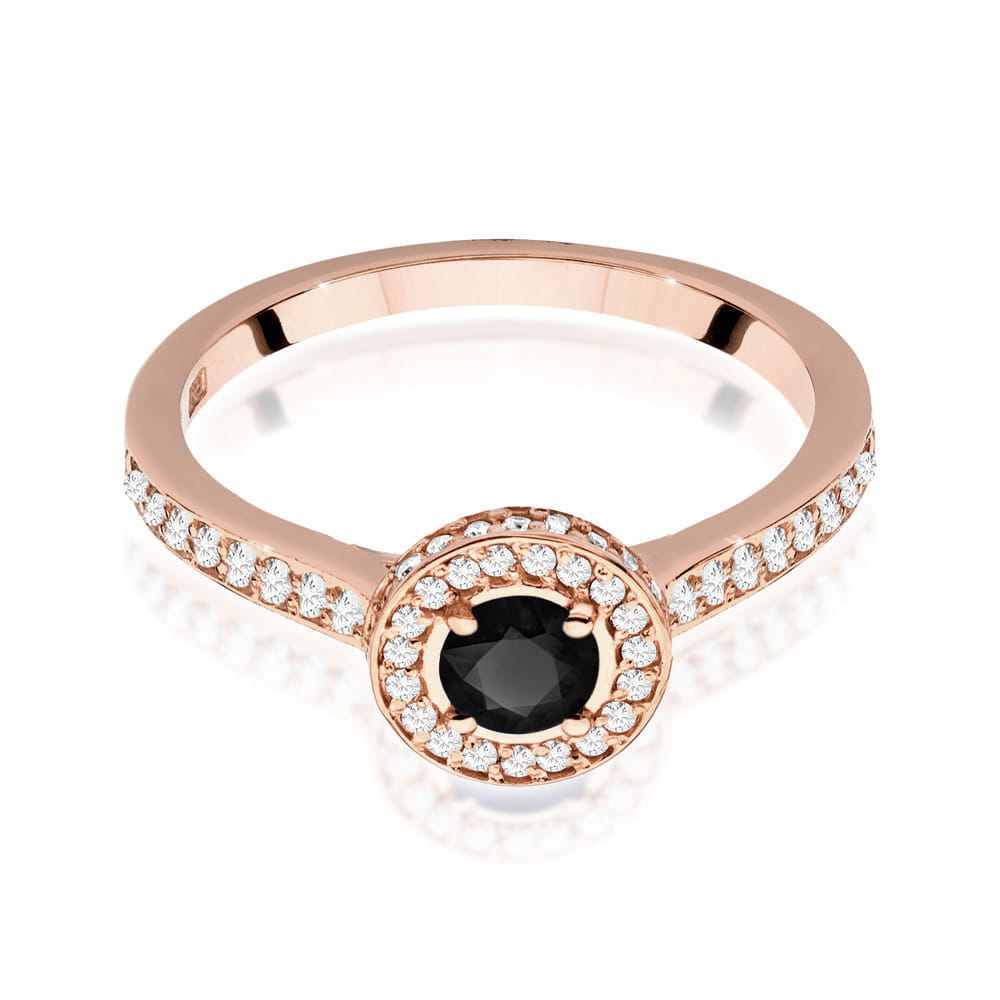 Gold Ring With Black And White Diamonds