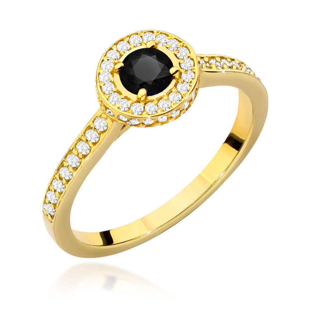Gold Ring With Black And White Diamonds
