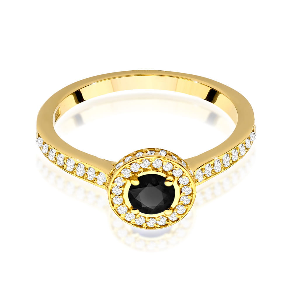 Gold Ring With Black And White Diamonds