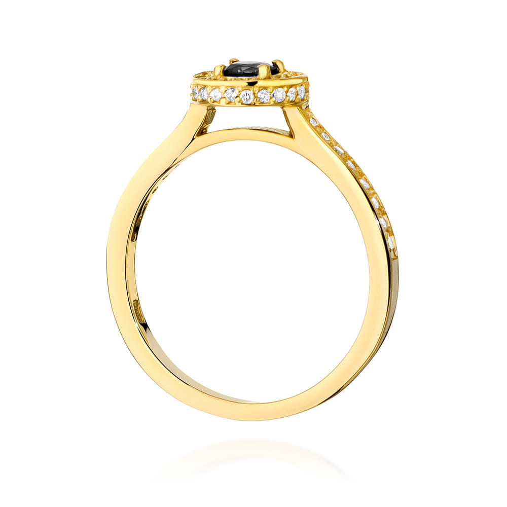 Gold Ring With Black And White Diamonds