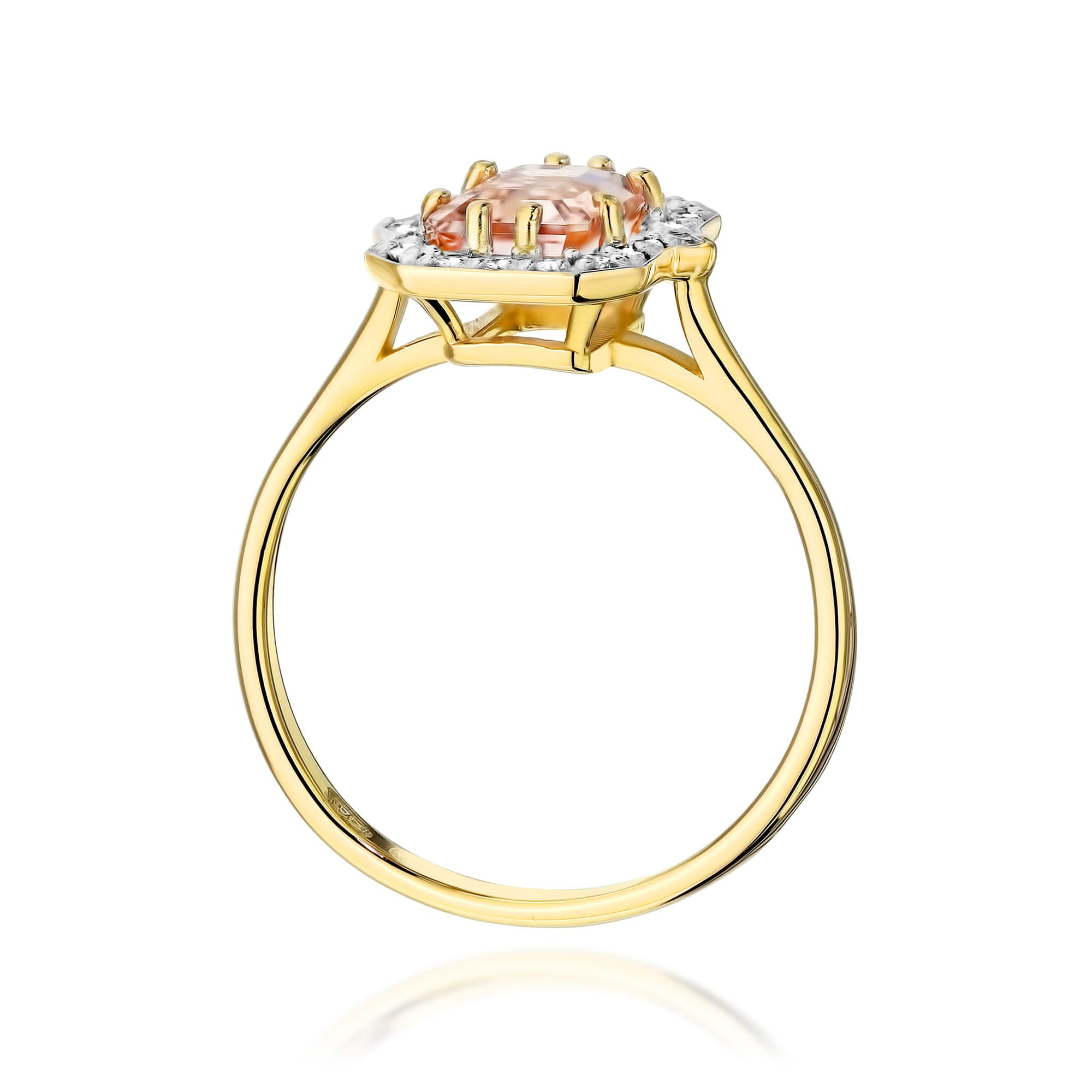 Auksinis Žiedas Su Morganitu Ir Deimantais