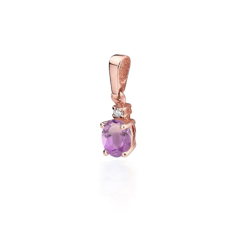 Gold Pendant With Amethyst And Diamond