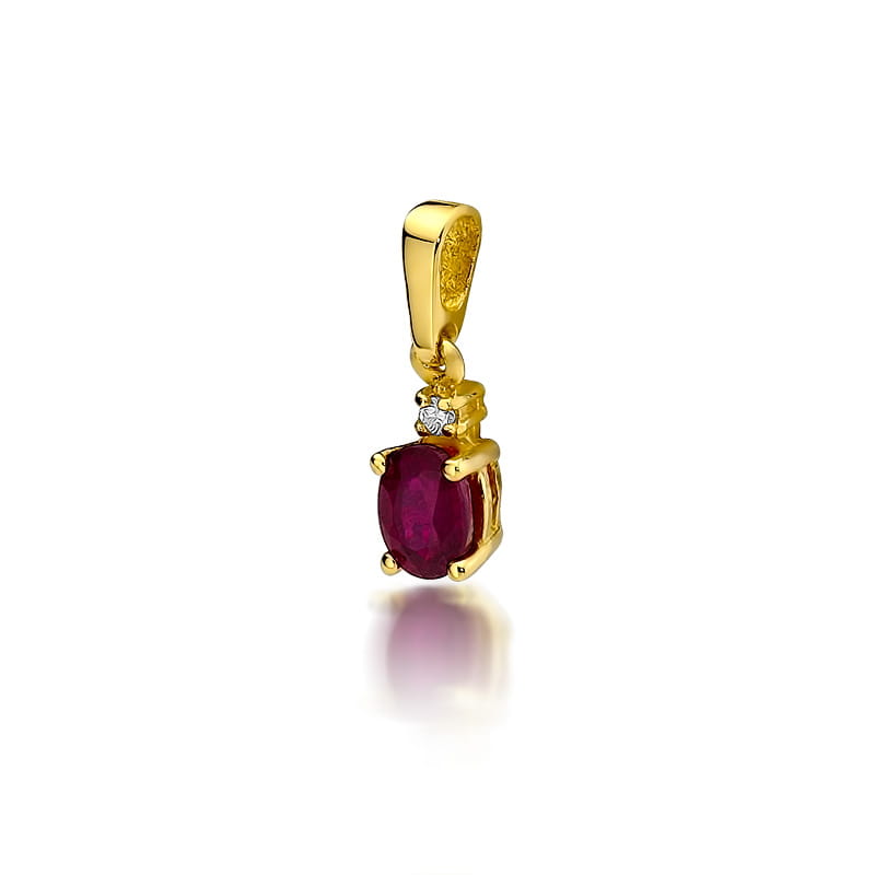 Gold Pendant With Ruby And Diamond