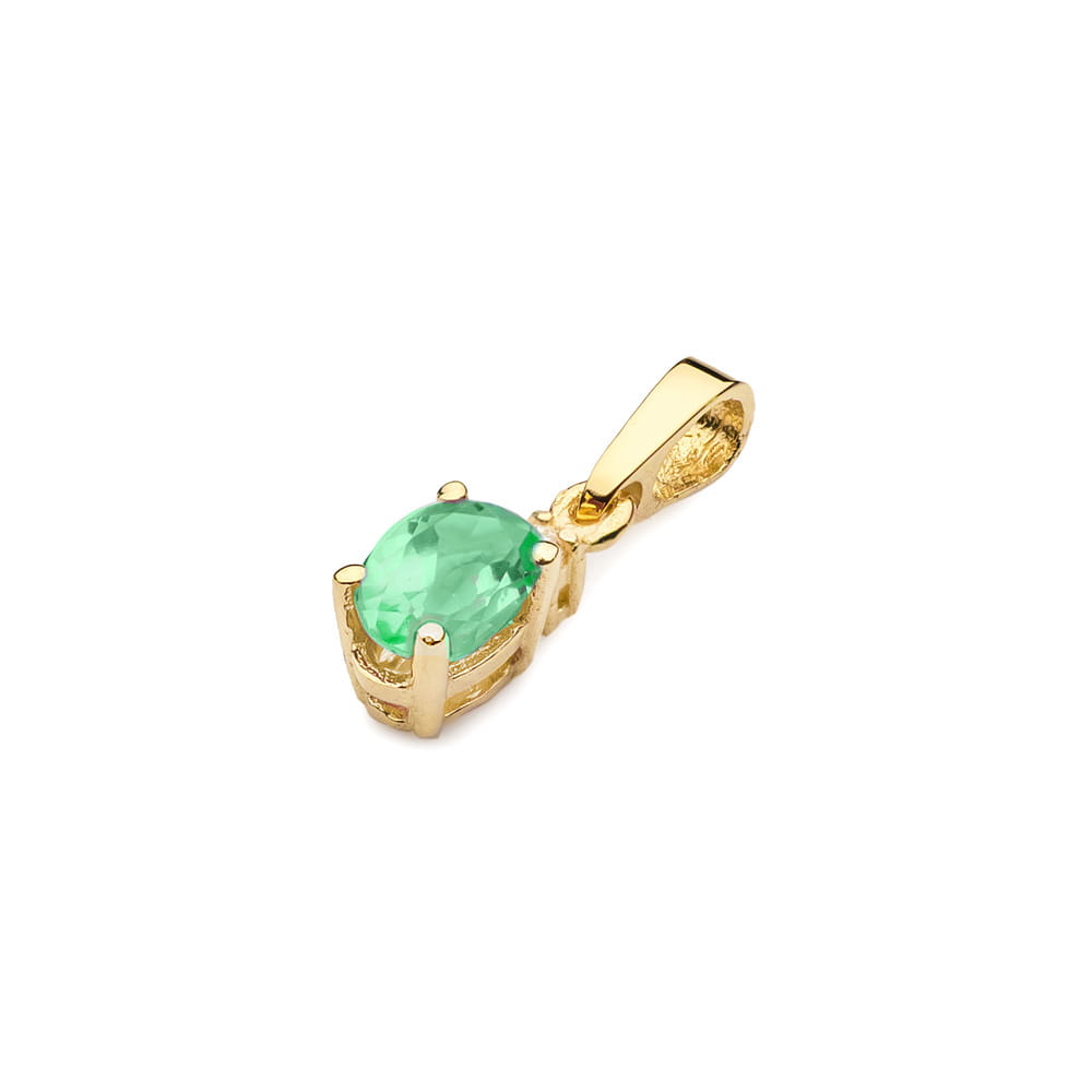 Gold Pendant With Emerald And Diamond