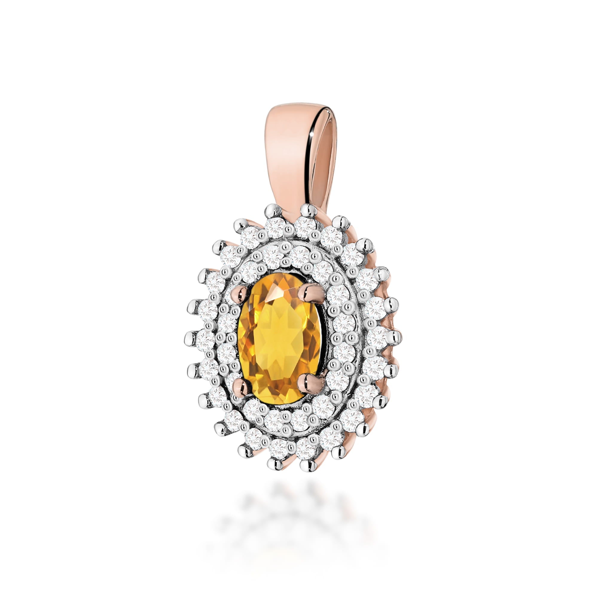 Gold Pendant With Citrine And Diamonds