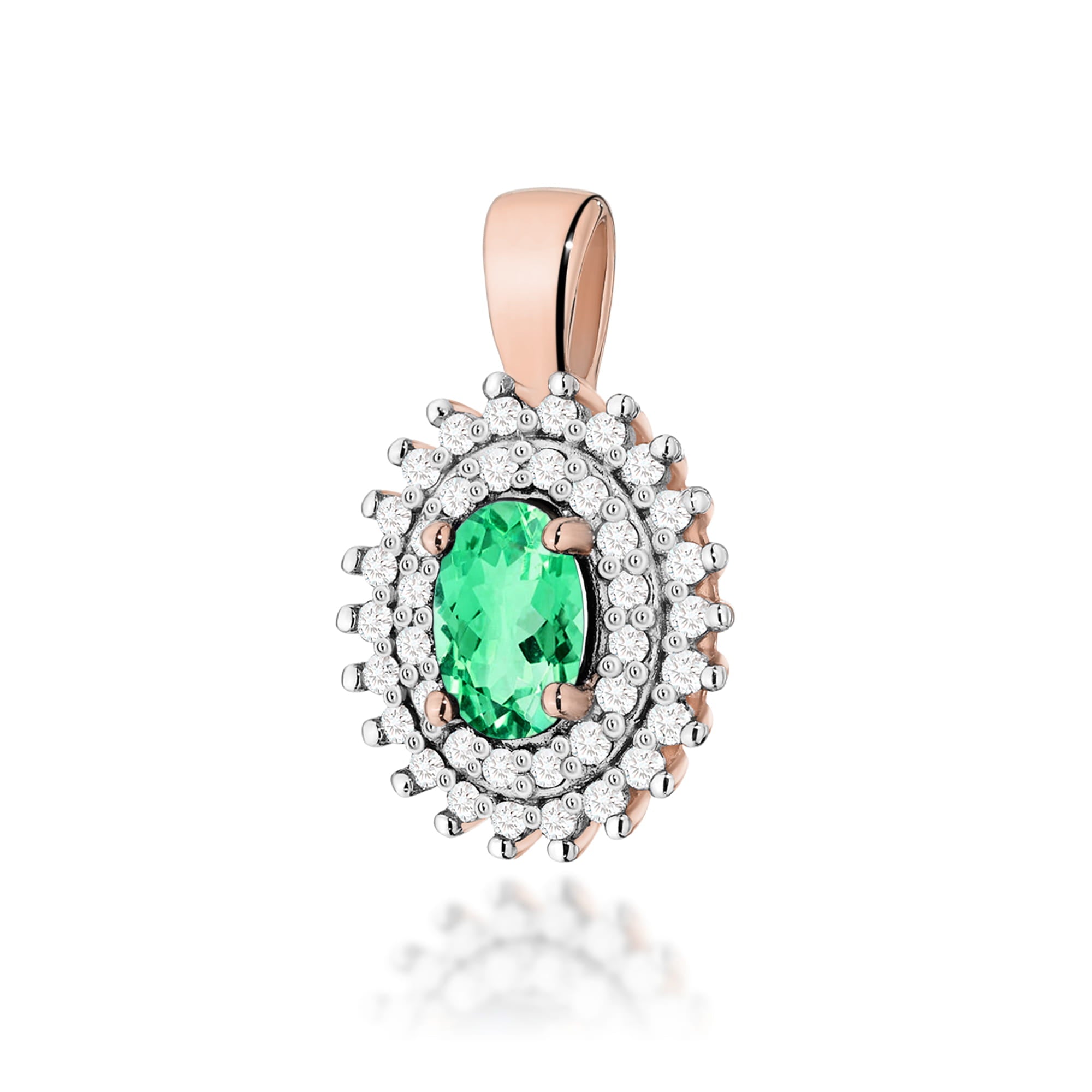 Gold Pendant With Emerald And Diamonds