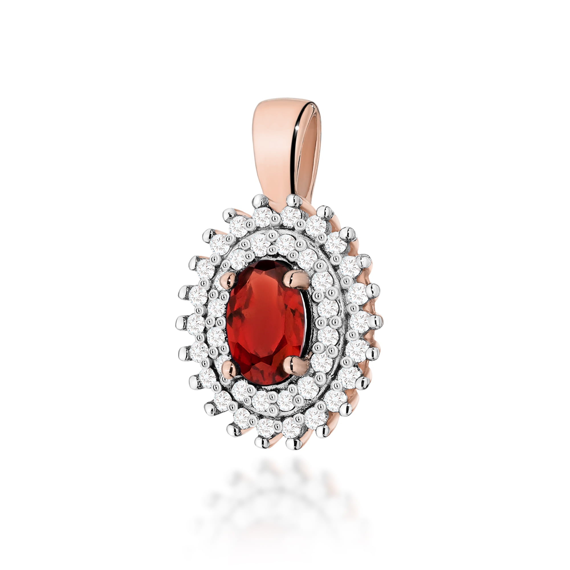 Gold Pendant With Garnet And Diamonds