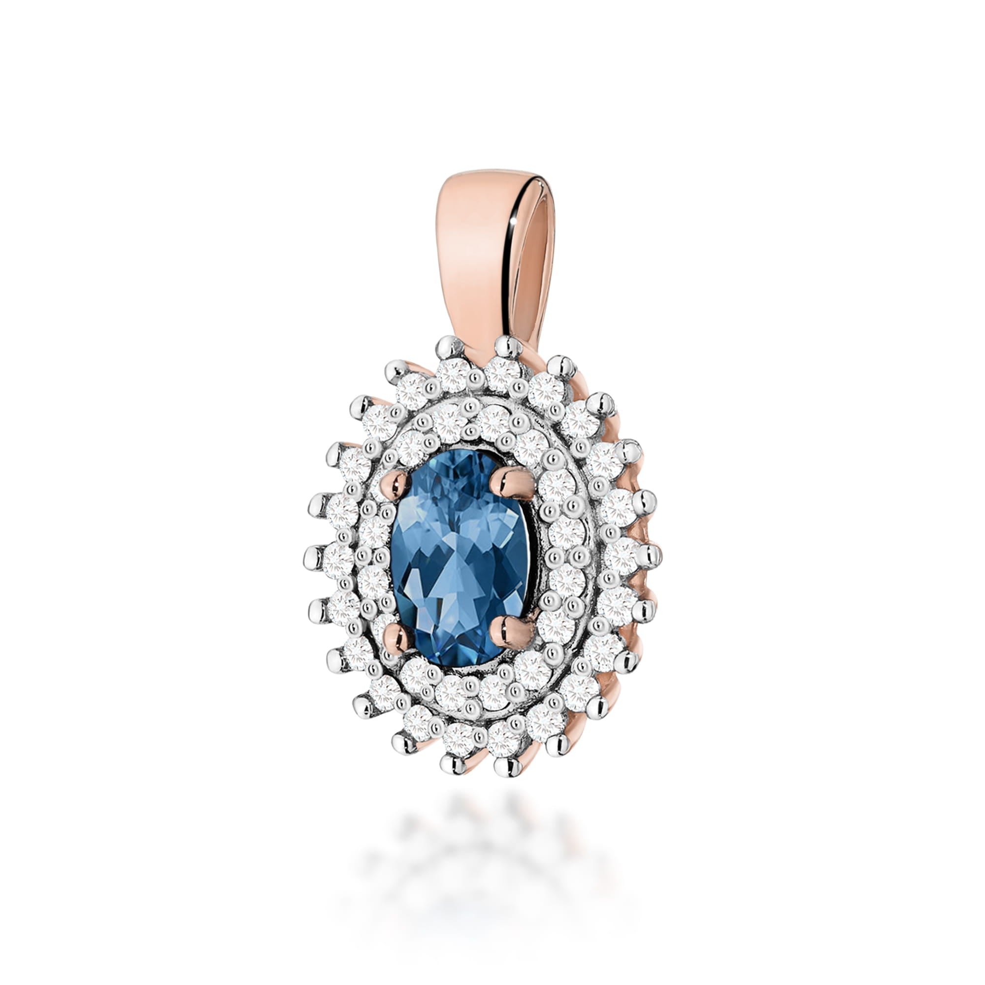 Gold Pendant With London Topaz And Diamonds