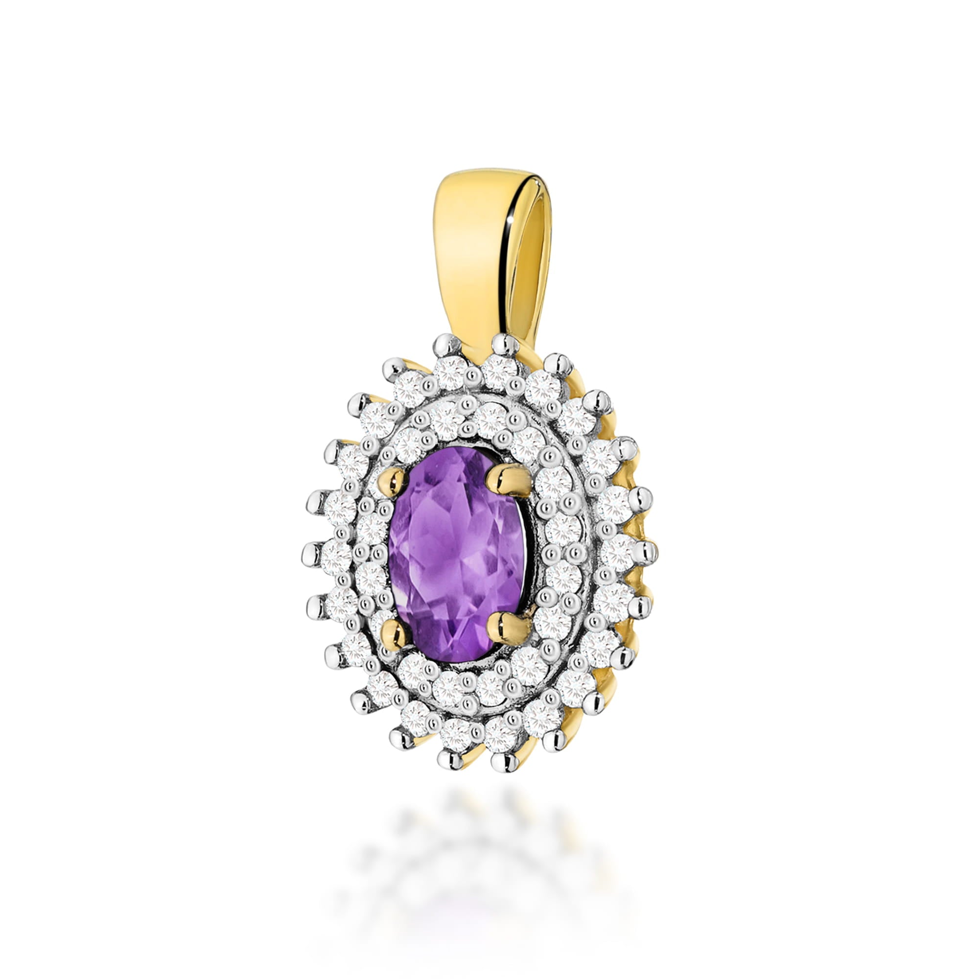 Gold Pendant With Amethyst And Diamonds