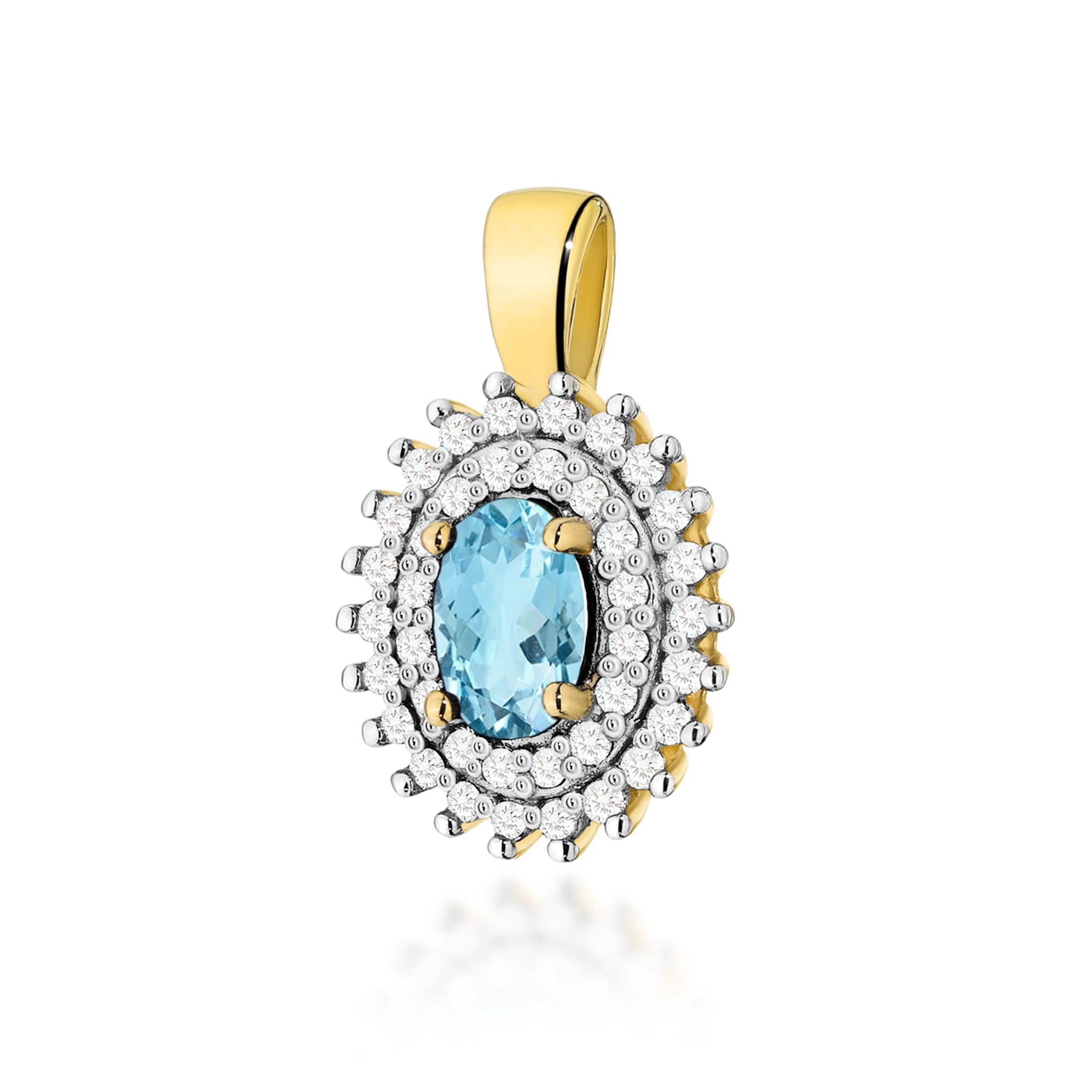 Auksinis Pakabukas Su Topazu Ir Deimantais