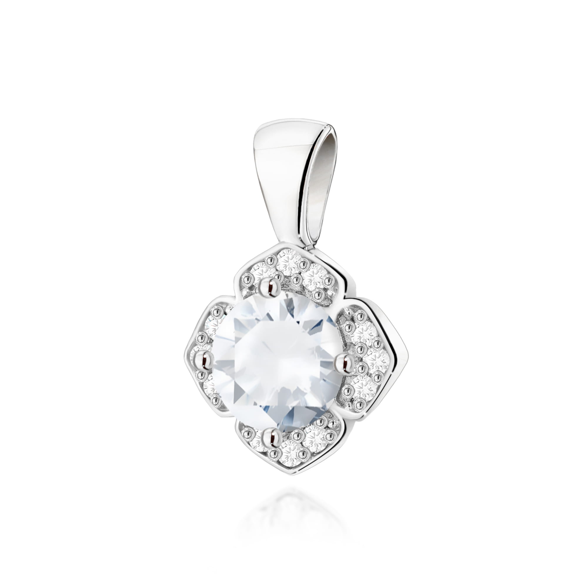 Gold Pendant With White Sapphire And Diamonds