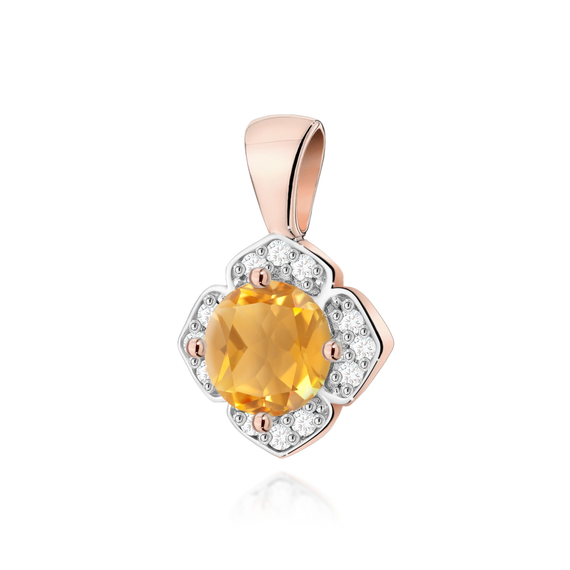 Gold Pendant With Citrine And Diamonds