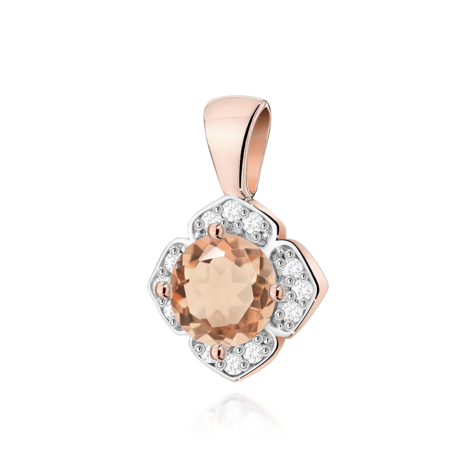 Gold Pendant With Morganite And Diamonds
