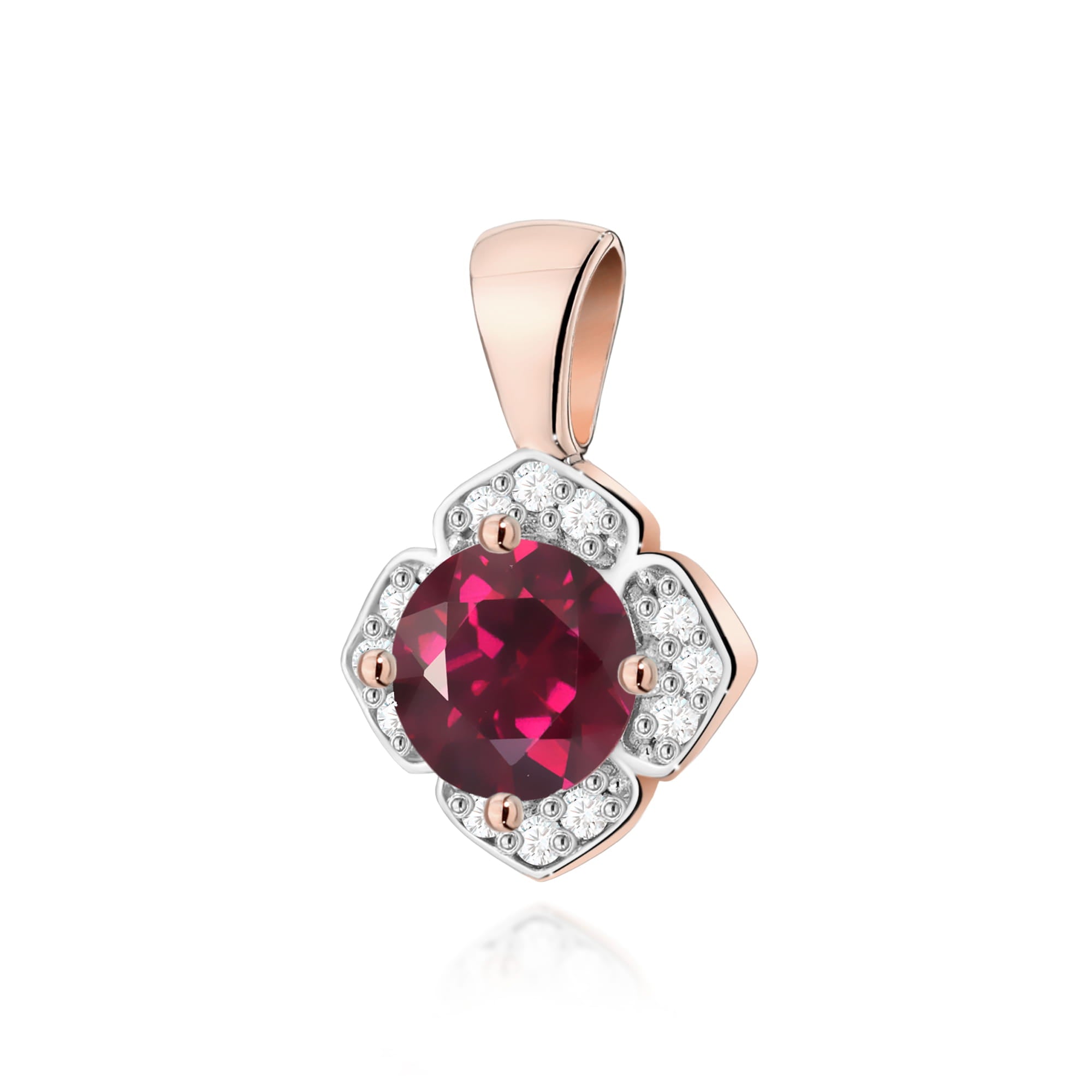 Gold Pendant With Rhodolite And Diamonds