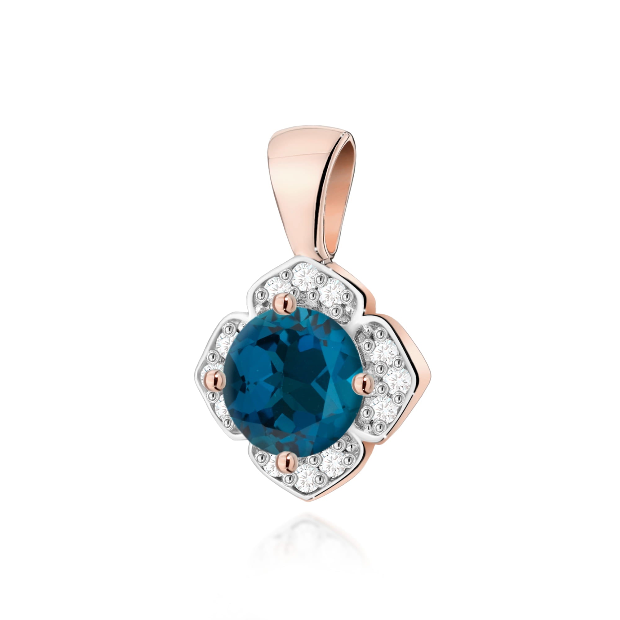 Gold Pendant With London Topaz And Diamonds