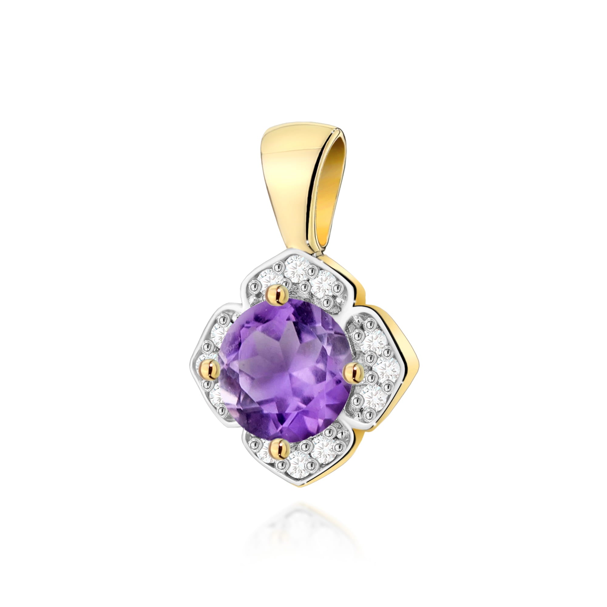 Gold Pendant With Amethyst And Diamonds