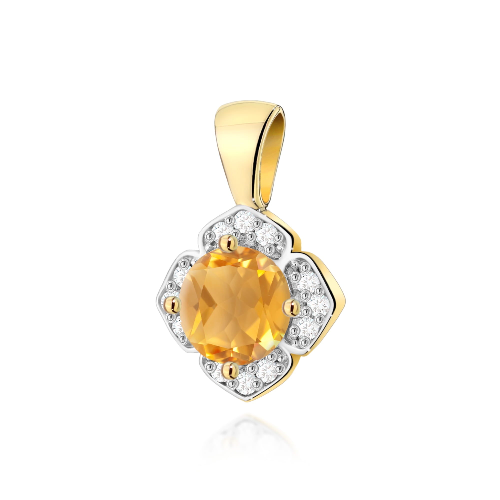 Auksinis Pakabukas Su Citrinu Ir Deimantais