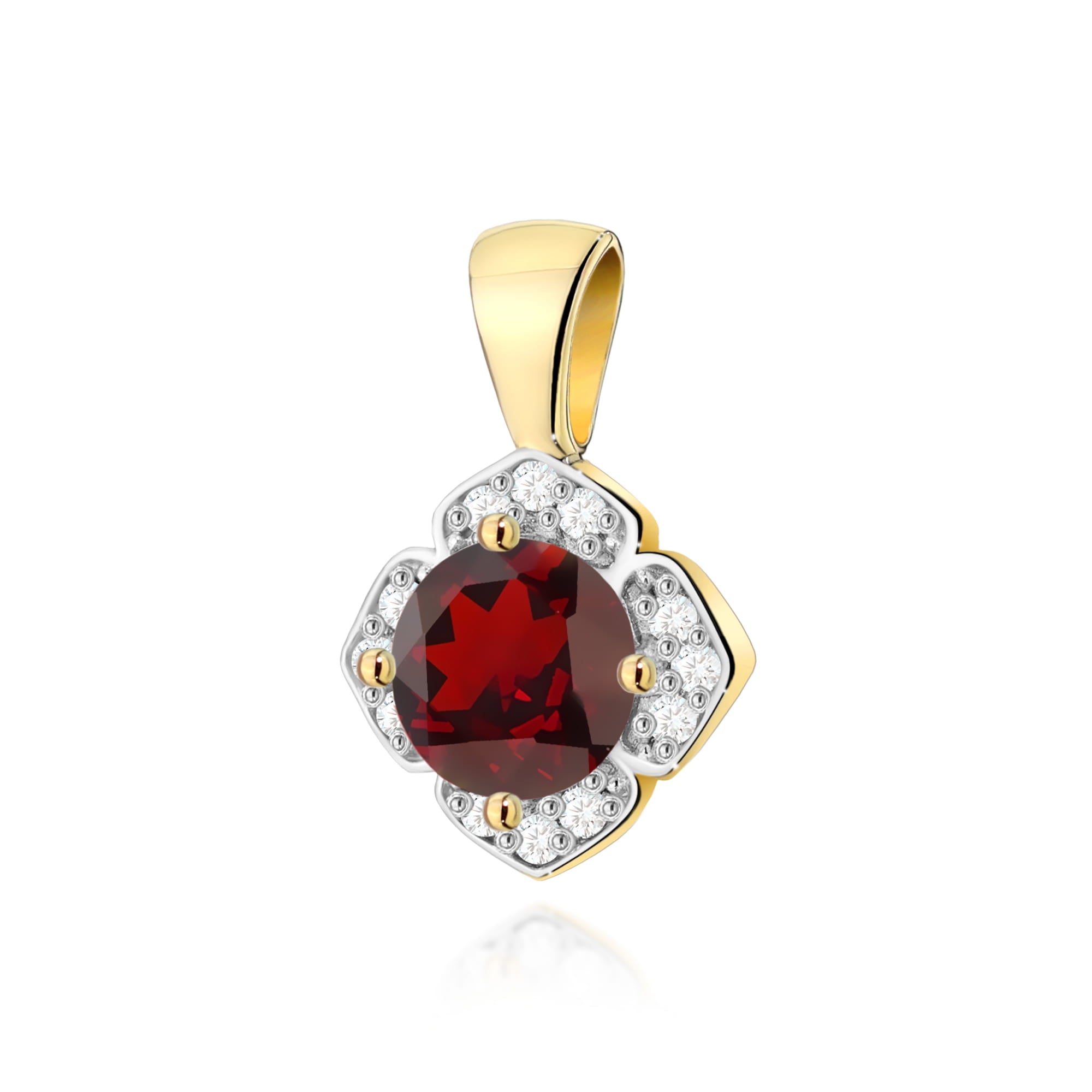 Gold Pendant With Garnet And Diamonds