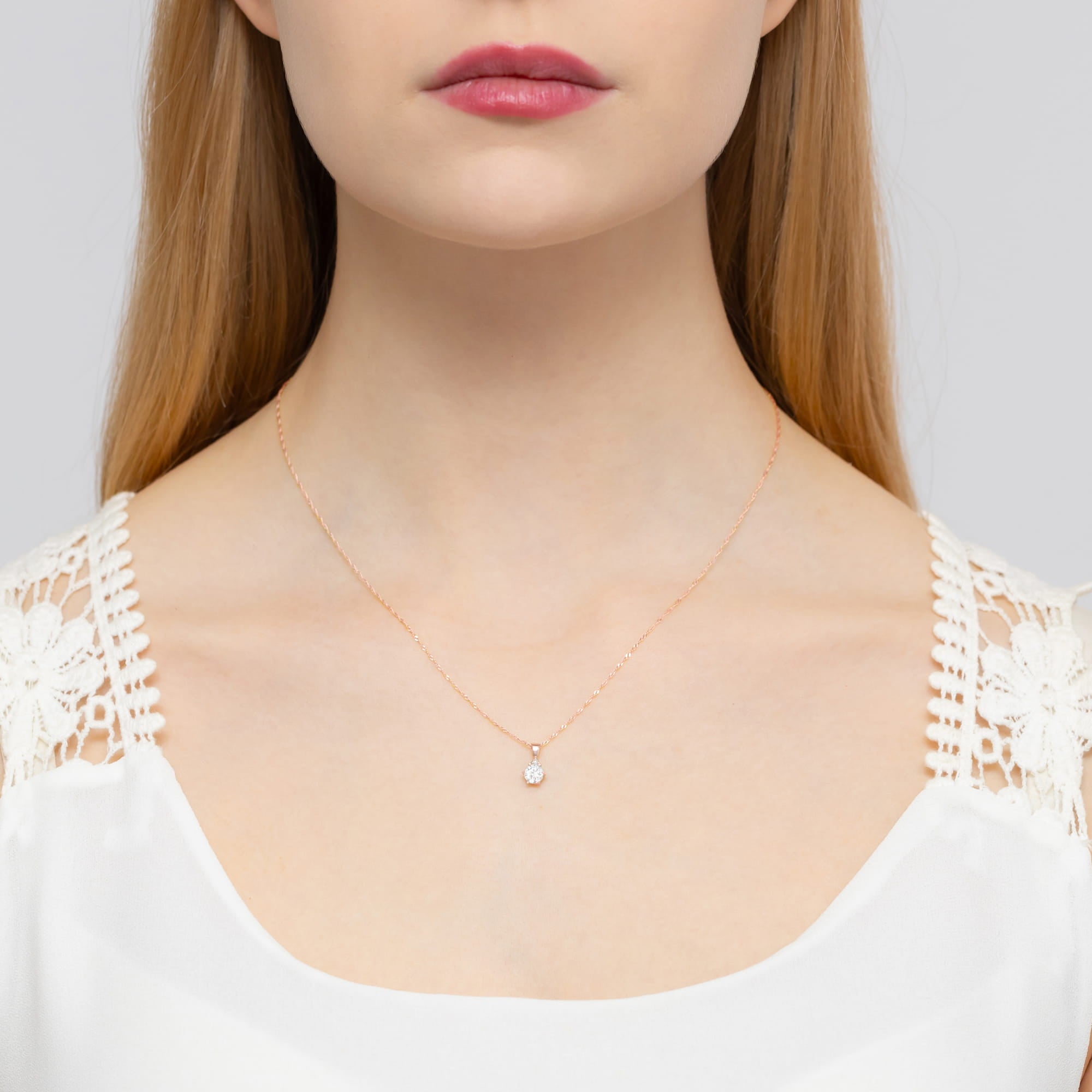 Gold Pendant With White Sapphire And Diamonds