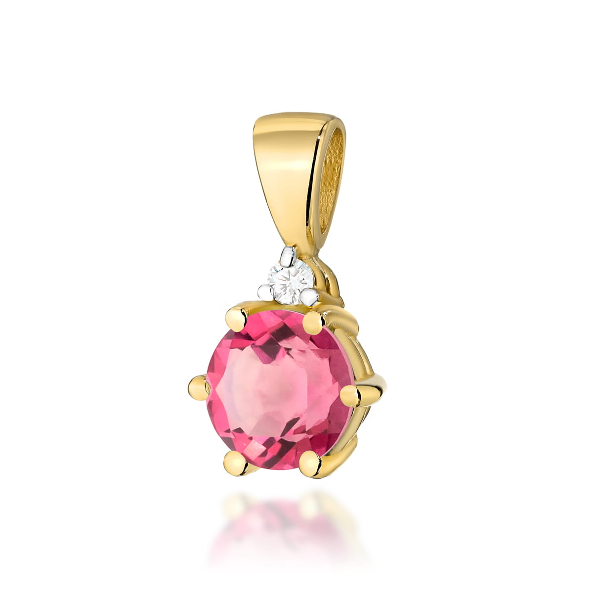 Gold Pendant With Pink Topaz And Diamonds