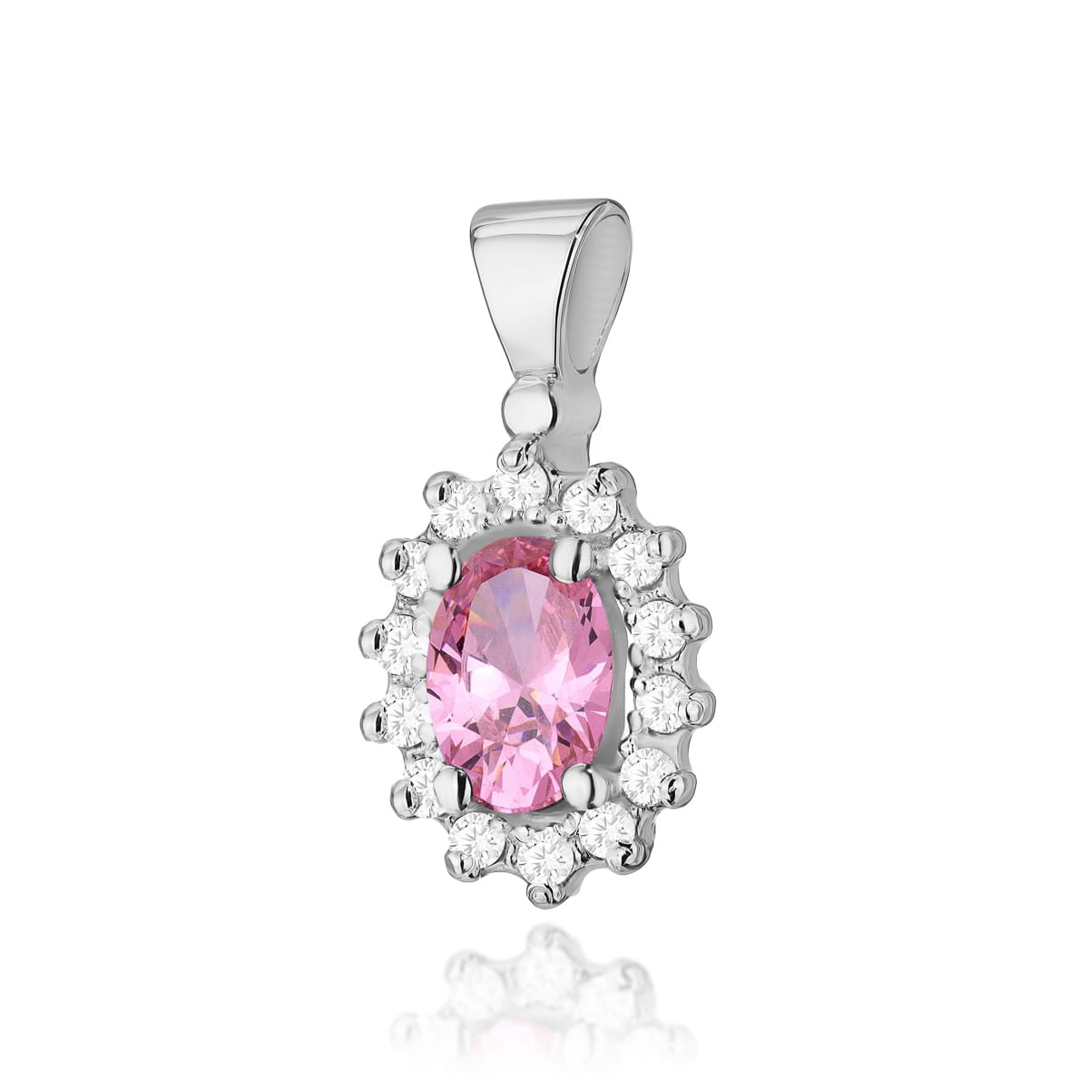 Auksinis Pakabukas Su Rožiniu Topazu Ir Deimantais