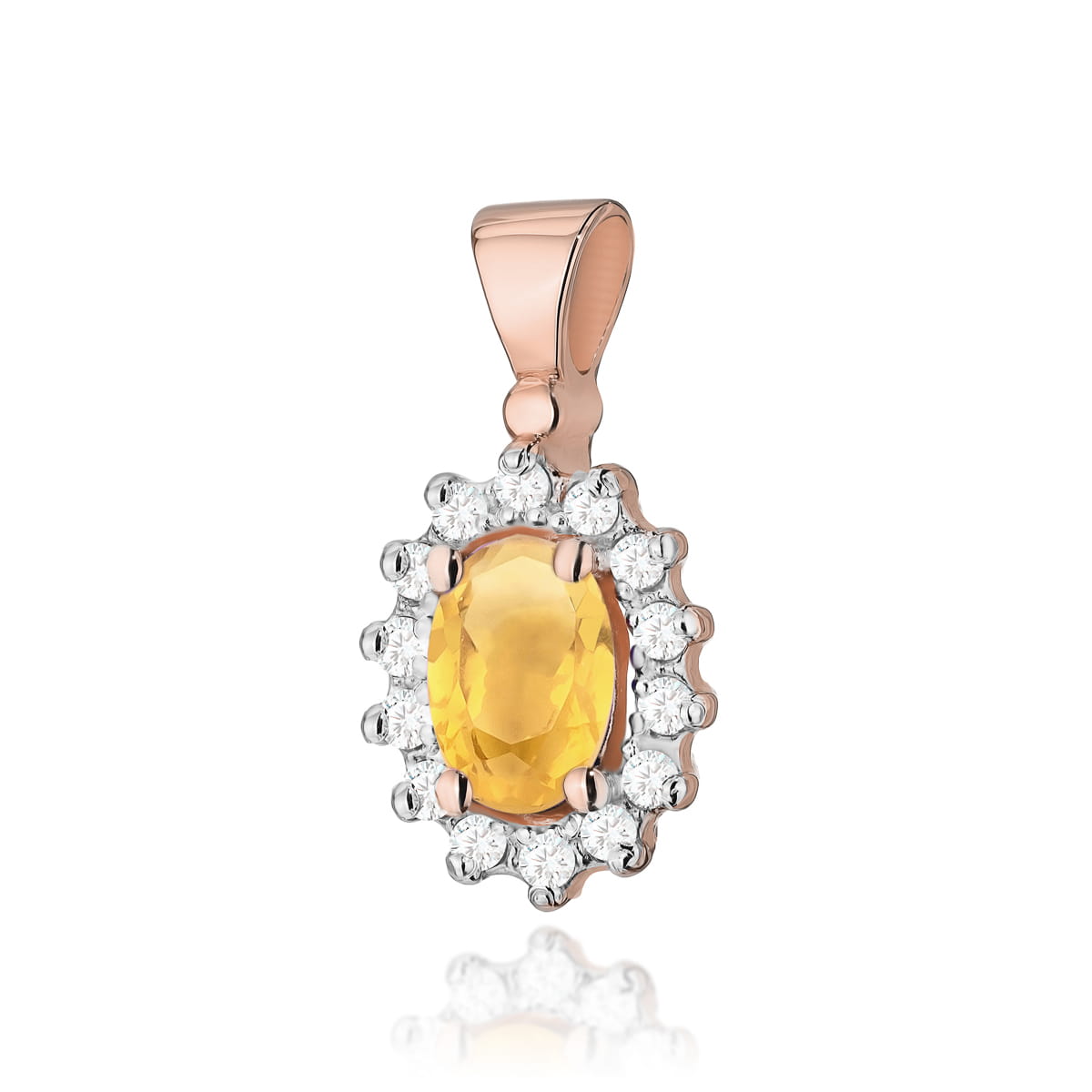 Gold Pendant With Citrine And Diamonds