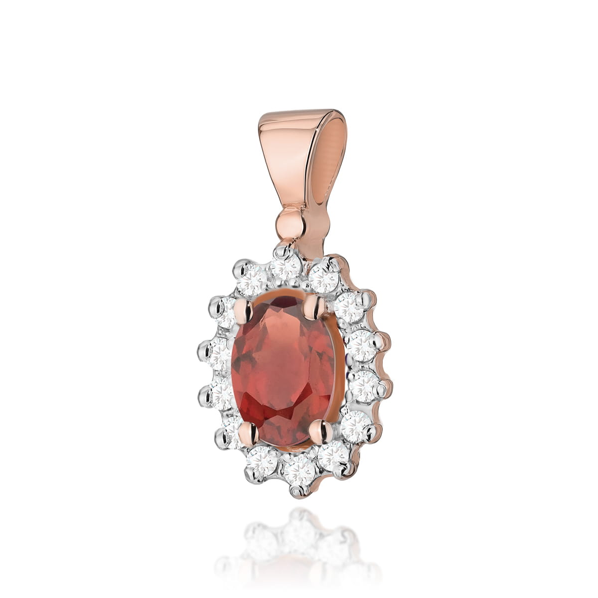 Gold Pendant With Garnet And Diamonds